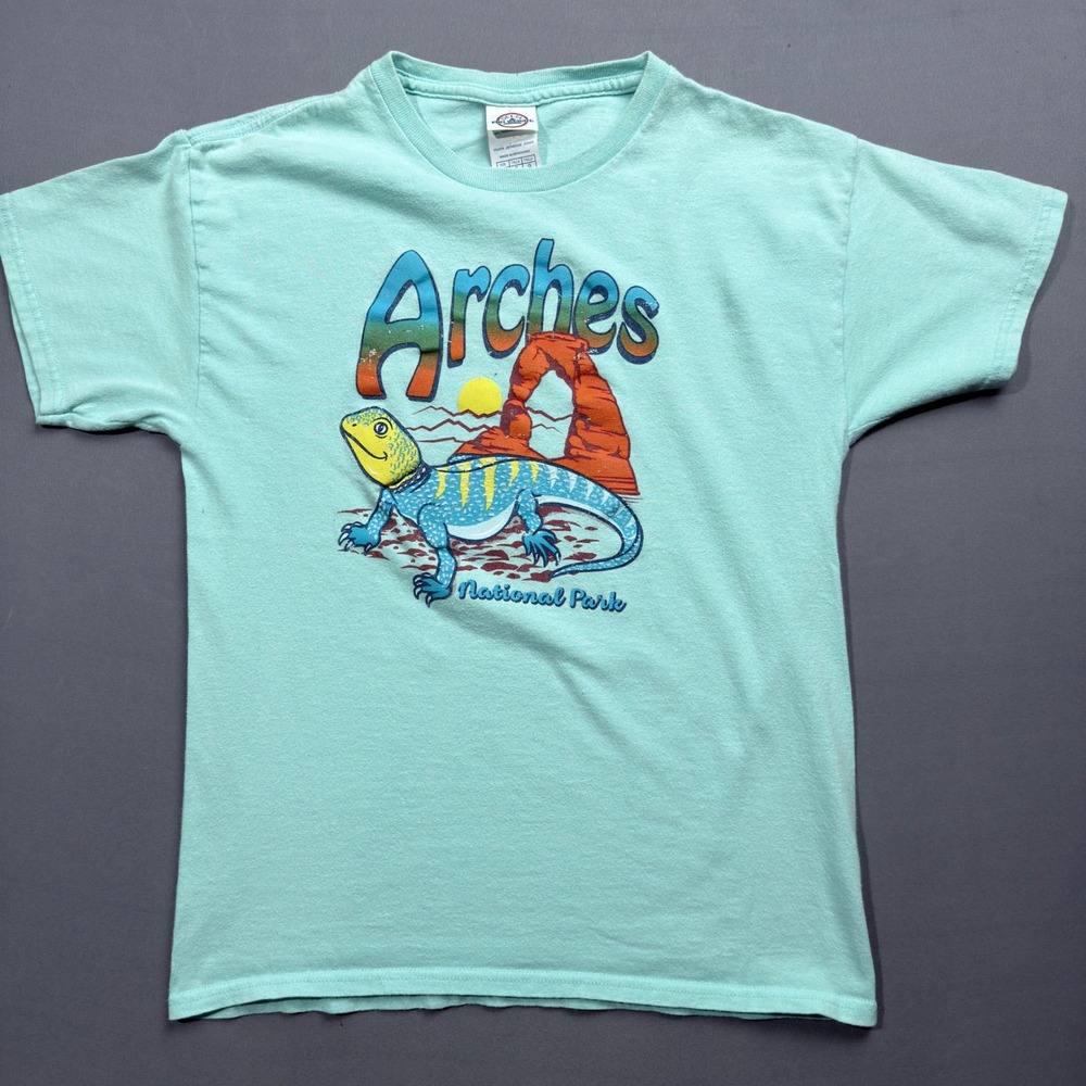 Vintage Arches National Park Utah Lizard Graphic‎ T Shirt Youth Large Souvenir